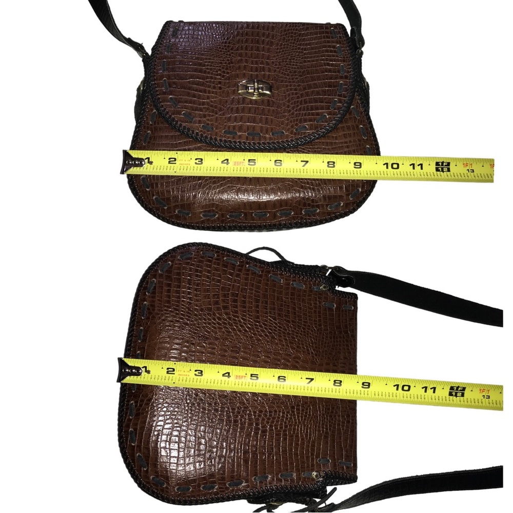 Vintage Crocodile Pattern Shoulder/ Crossbody Bag - image 5